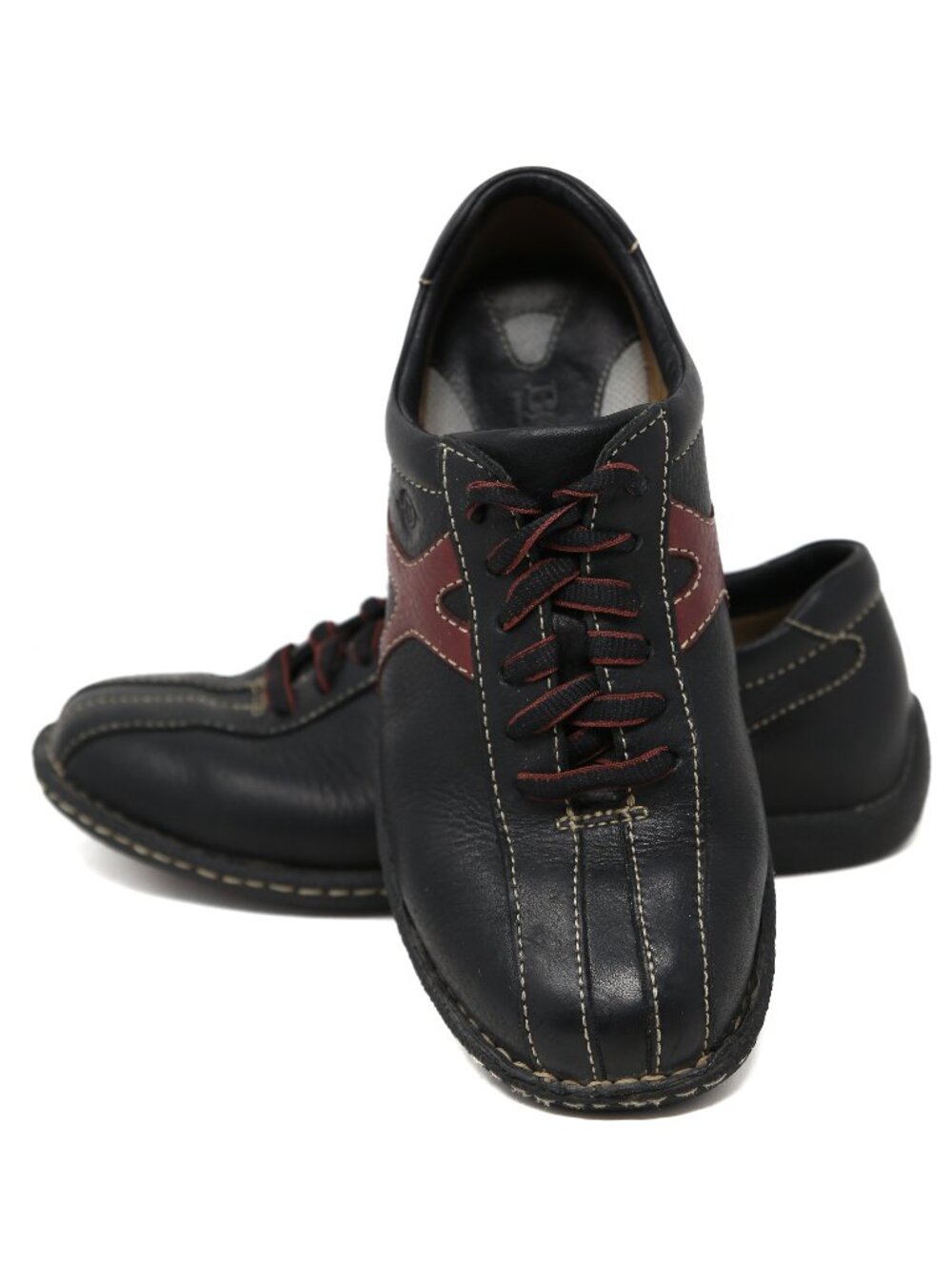 Born Shoes Womens 8 Black Red Leather Lace Up Oxford Walking Comfort Sneakers